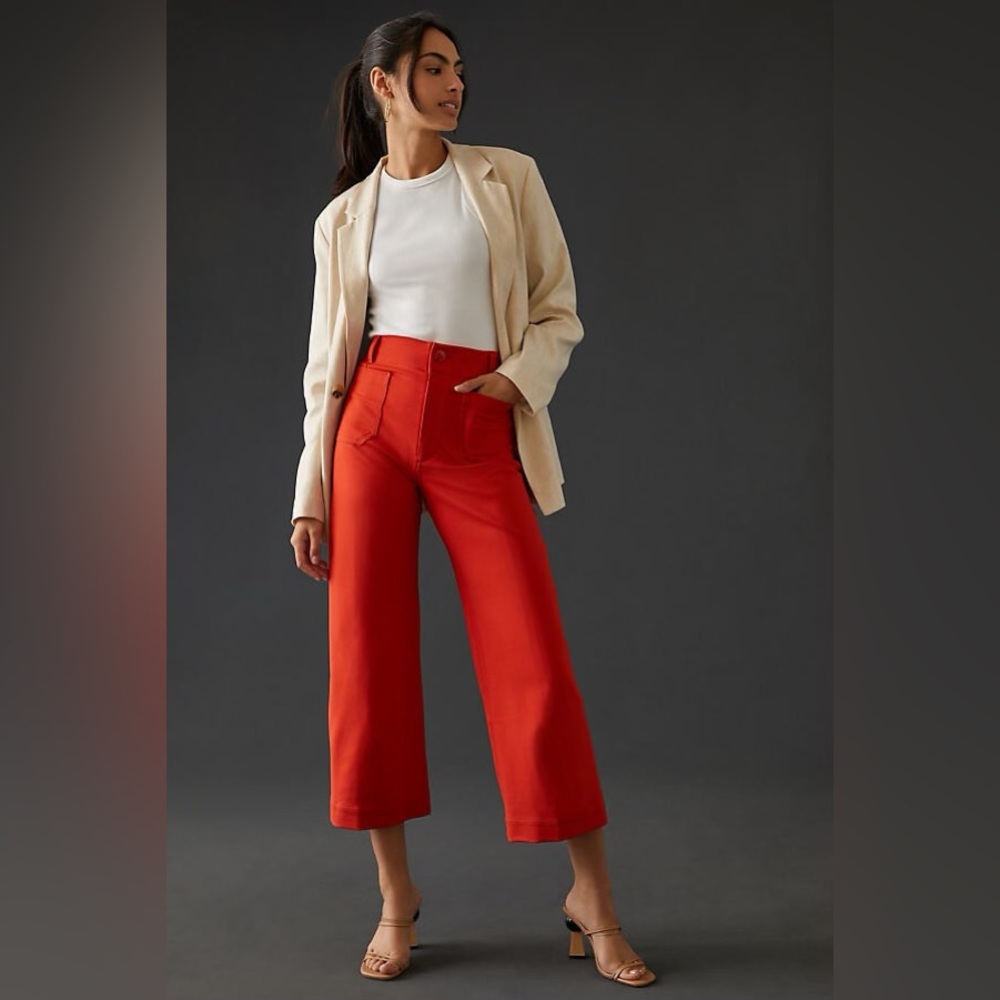 Anthropologie Colette Wide-Leg Ponte Pants - Tall 31 - Orange - Like New!
